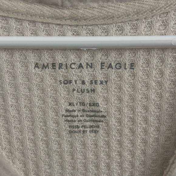American Eagle Soft & Sexy Plush Ribbed Sweatshirt Cream Xl Ribbed Button Front - Picture 4 of 5